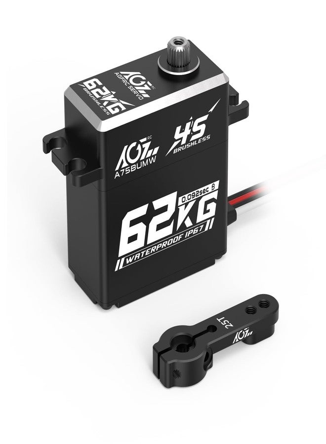AGFRC 62KG Waterproof Steering-Servo-Motor High-Torque - 16.8V Full Metal Gear Brushless Digital RC Servo for 1/10 1/8 RC Car, Control Angle 180° (A75BUMW) - Image 1